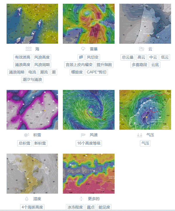 Ventusky风雨气温图